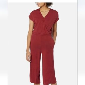 Amazon Essentials brick color Wide Leg Cropped jumpsuit w/pockets sz XL NWT